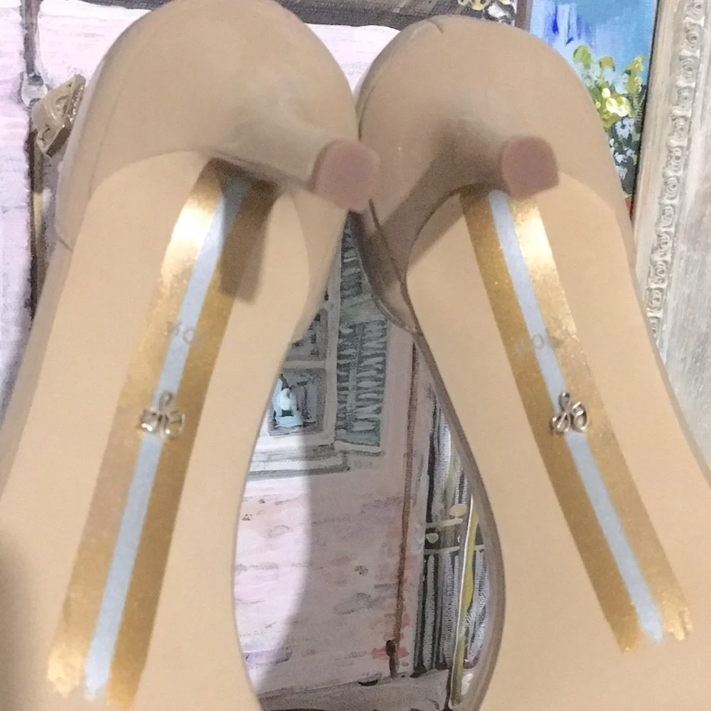 Sam Edelman Nude Patent Ankle-Strap Heels